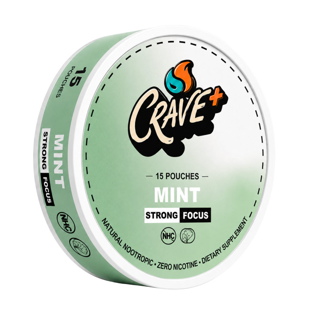Crave Focus Pouch in Mint flavor - tin of 15 zero nicotine focus pouches by Novu