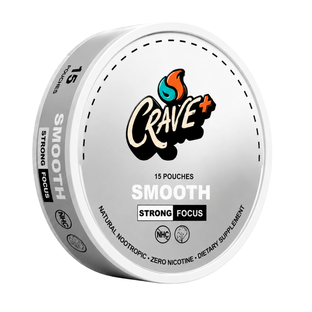 Crave Focus Pouch in Smooth flavor - tin of 15 zero nicotine focus pouches by Novu